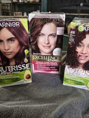 3 Boxes Mahogany / Reddish Brown Hair Color Garnier And L'Oreal.